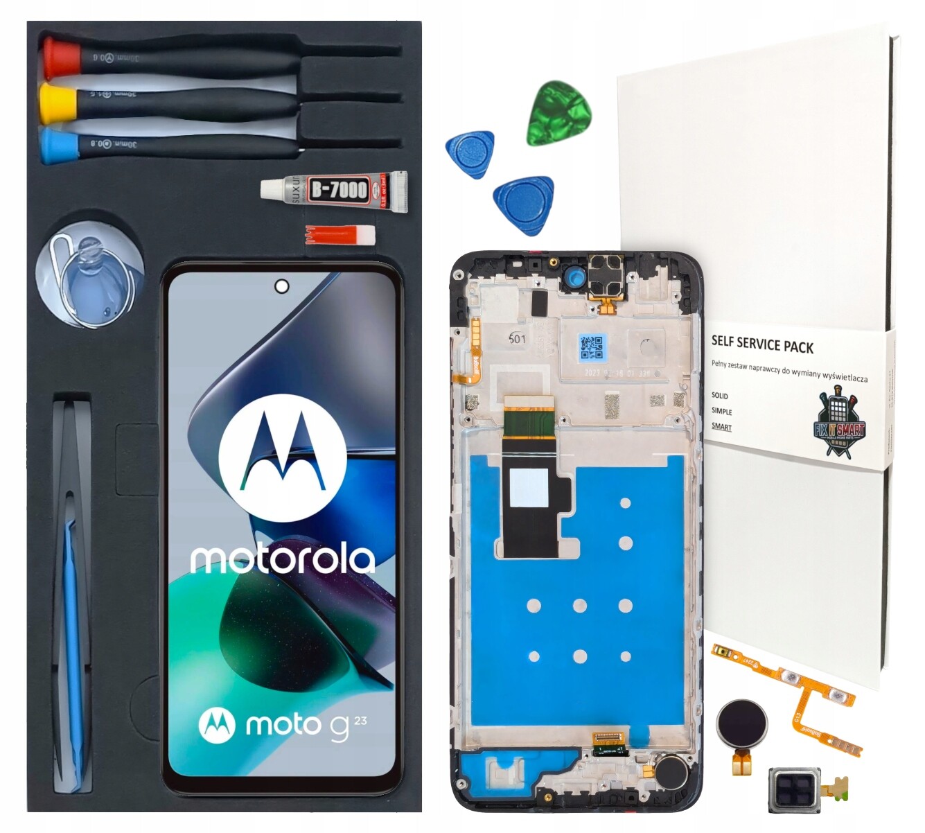 Displej pro Motorola G23 Kompletní opravná sada LCD Rámeček Originál Zila
