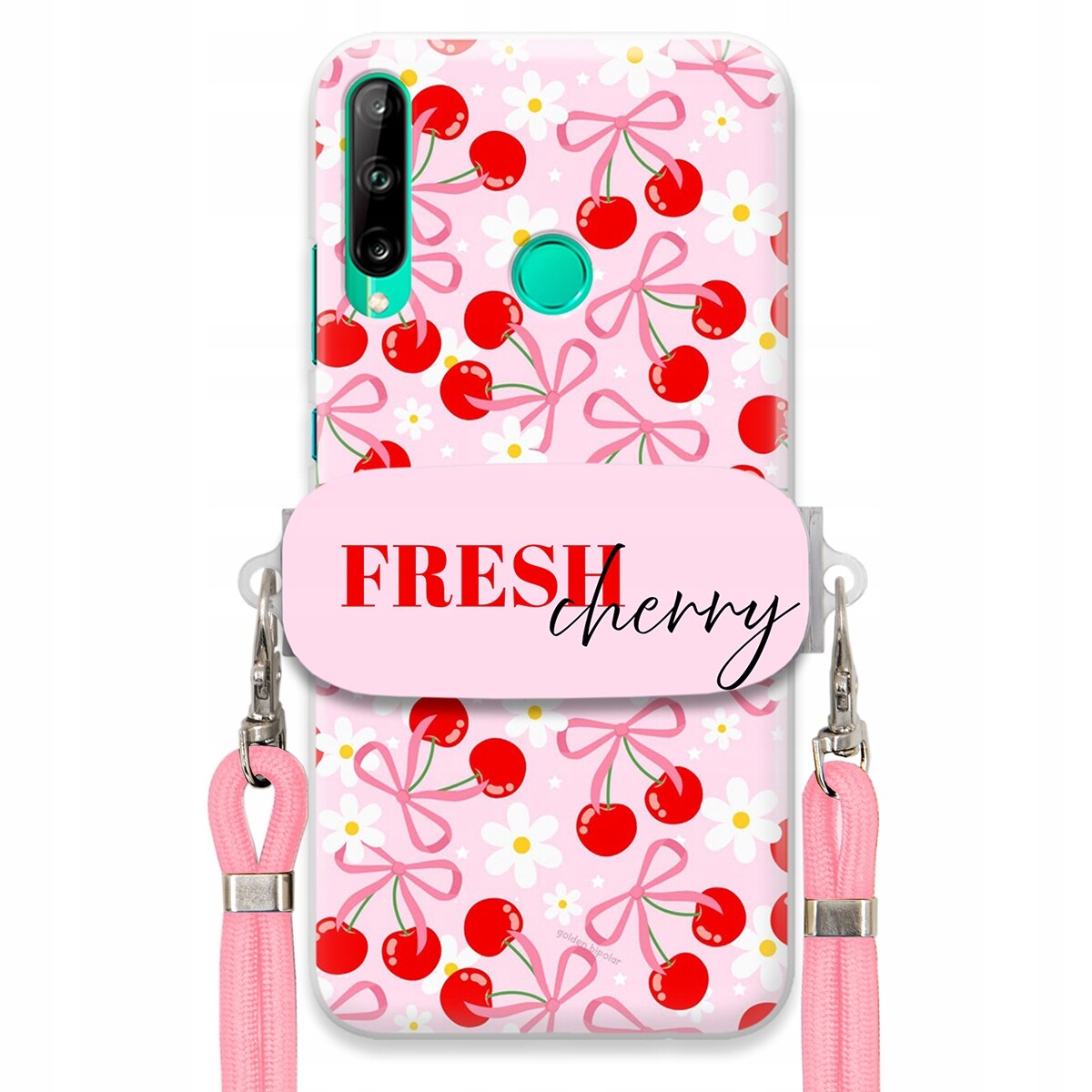 Pouzdro pro Huawei P40 Lite E Pouzdro Držák Šňůrka Růžová Fresh Cherry Kokardy