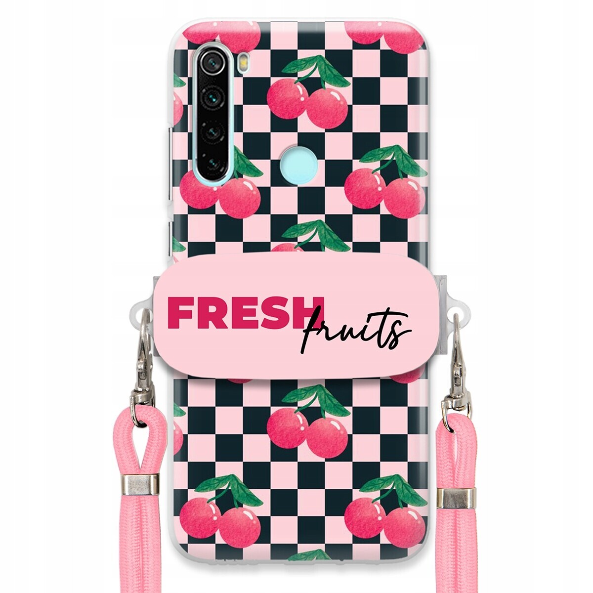 Pouzdro pro Xiaomi Redmi Note 8 Růžové vodítko Funkční držák Fresh Fruits