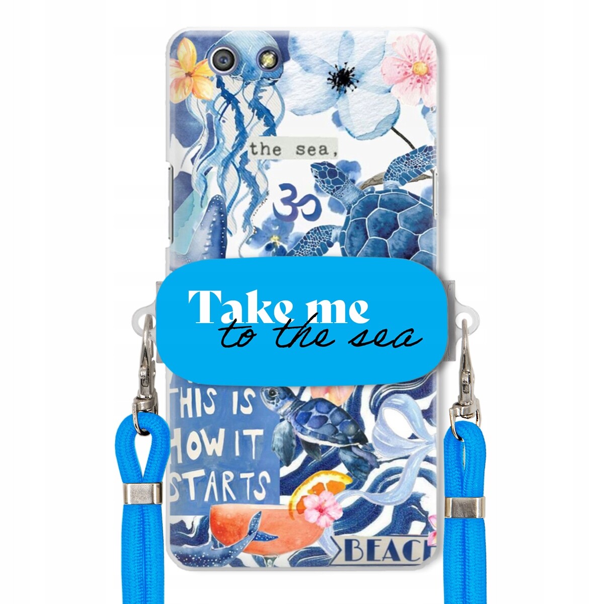 Pouzdro pro Oppo A51 Modré Crossbody vodítko Držák Take Me To The Sea Top