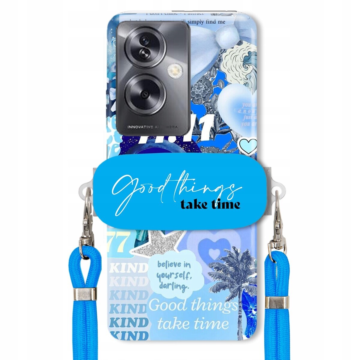 Pouzdro pro Oppo A79 5G Držák Crossbody vodítko Good Things Take Time Lata