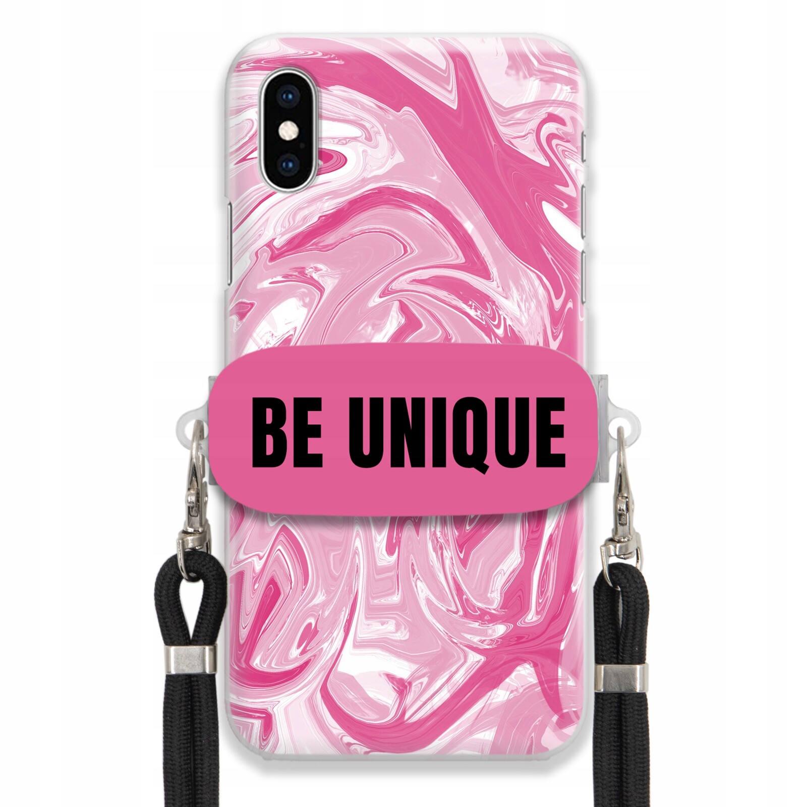 Pouzdro pro iPhone Xs Pouzdro Uchyt Šňůra Černá Růže Mramor Unikátní