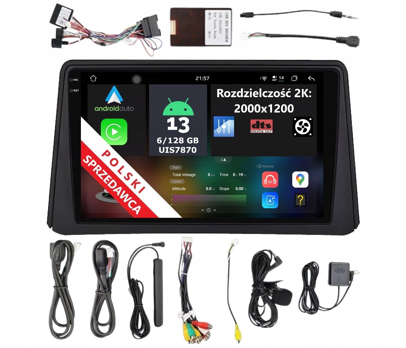 Rádio 2DIN Navigace Android Opel Mokka I 6/128 Gb Dsp Dts 5.1 Carplay Lte