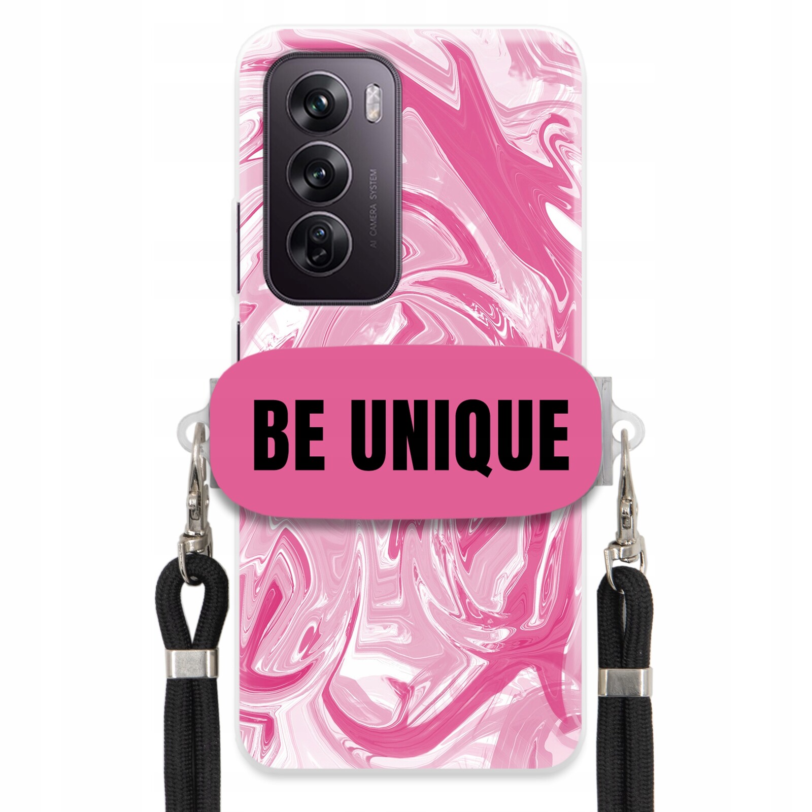 Pouzdro pro Oppo Reno 12 Pro 5G Case úchytka Šňůrka Černá Růže Mramor Unique