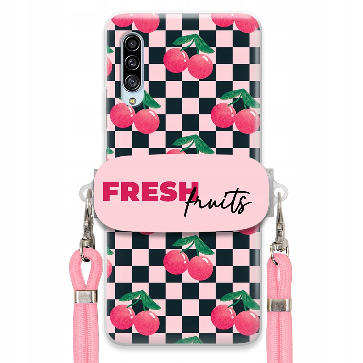 Pouzdro pro Samsung A90 Vodítko Pink Crossbody Držák Šachovnice Fresh Fruits