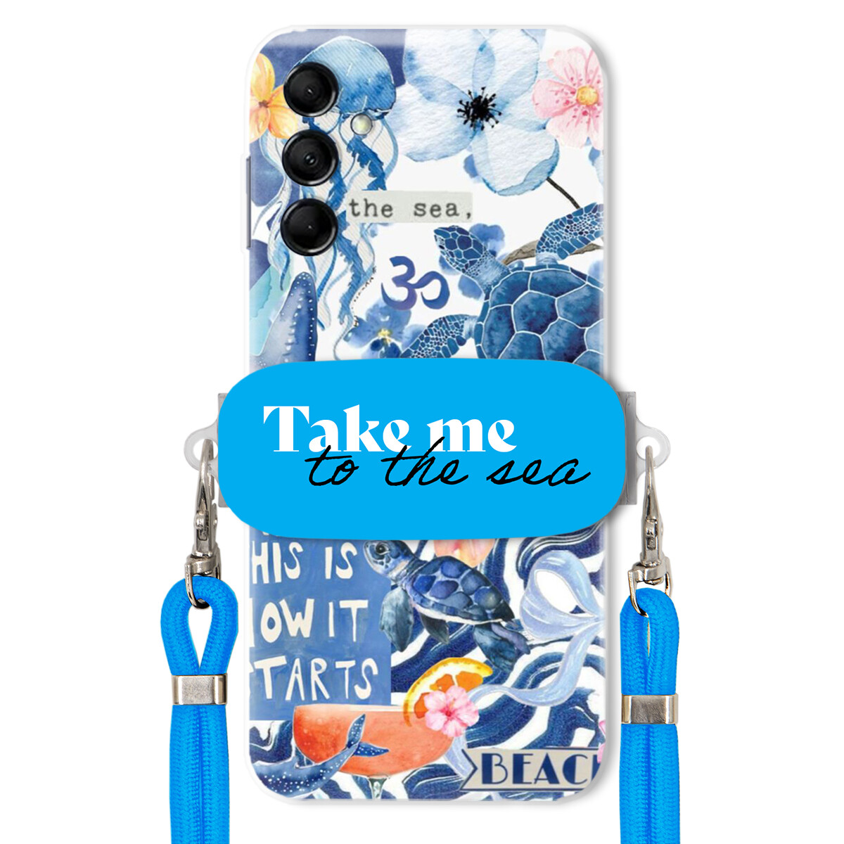 Pouzdro pro Samsung M14 5G Premium Vodítko modré Držák Take Me To The Sea