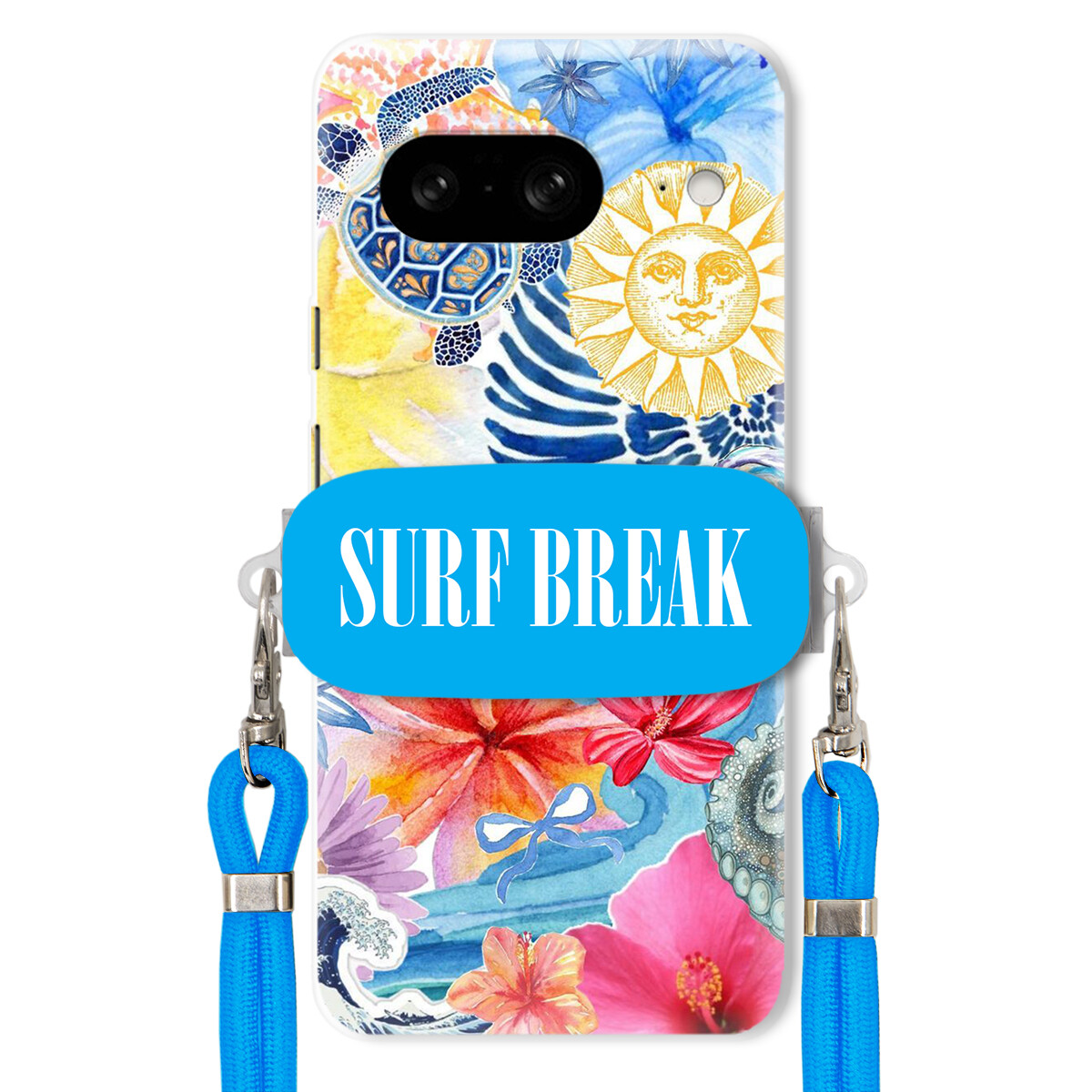 Pouzdro pro Google Pixel 8 Crossbody vodítko modré držák Surf Break Dovolená