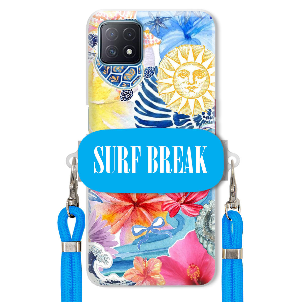 Pouzdro pro Oppo A72 5G Modré Crossbody vodítko Držák Surf Break Lata