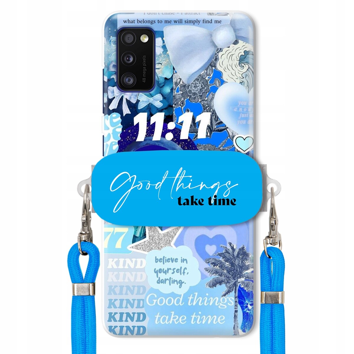 Pouzdro pro Samsung A41 Držák Crossbody vodítko Good Things Take Time Lata