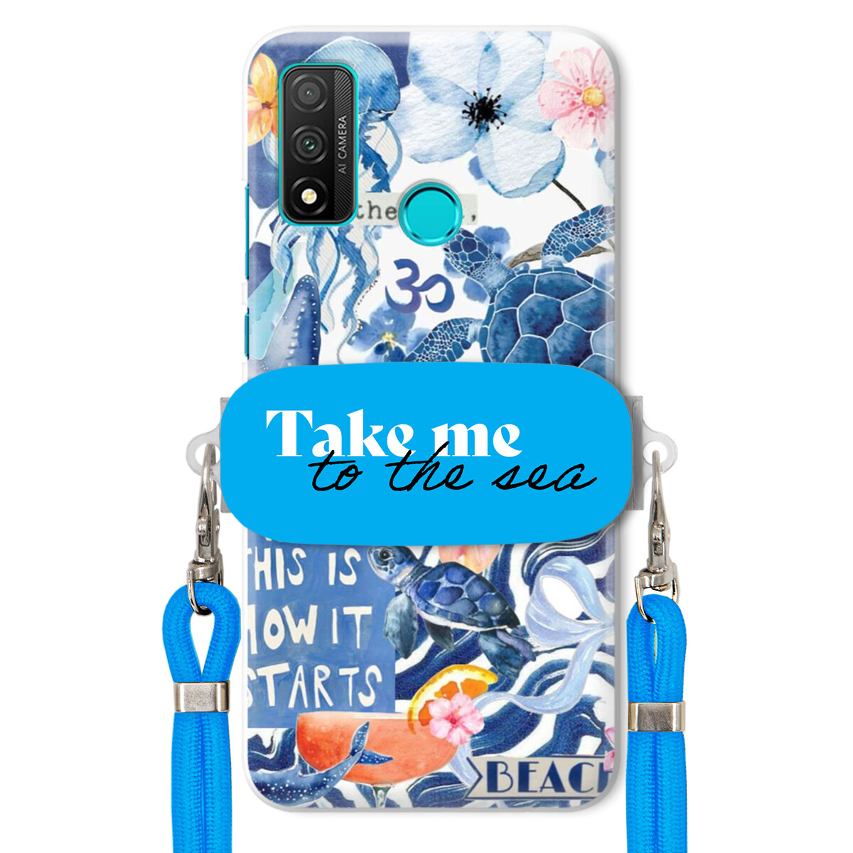 Pouzdro pro Huawei P Smart 2020 Premium Vodítko modré Držák Take Me To The Sea