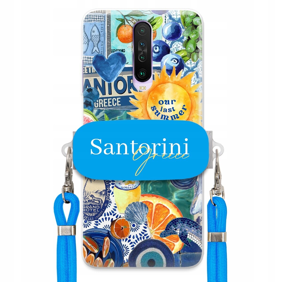 Pouzdro pro Xiaomi Redmi K30 Modré Crossbody vodítko držák Santorini Sea