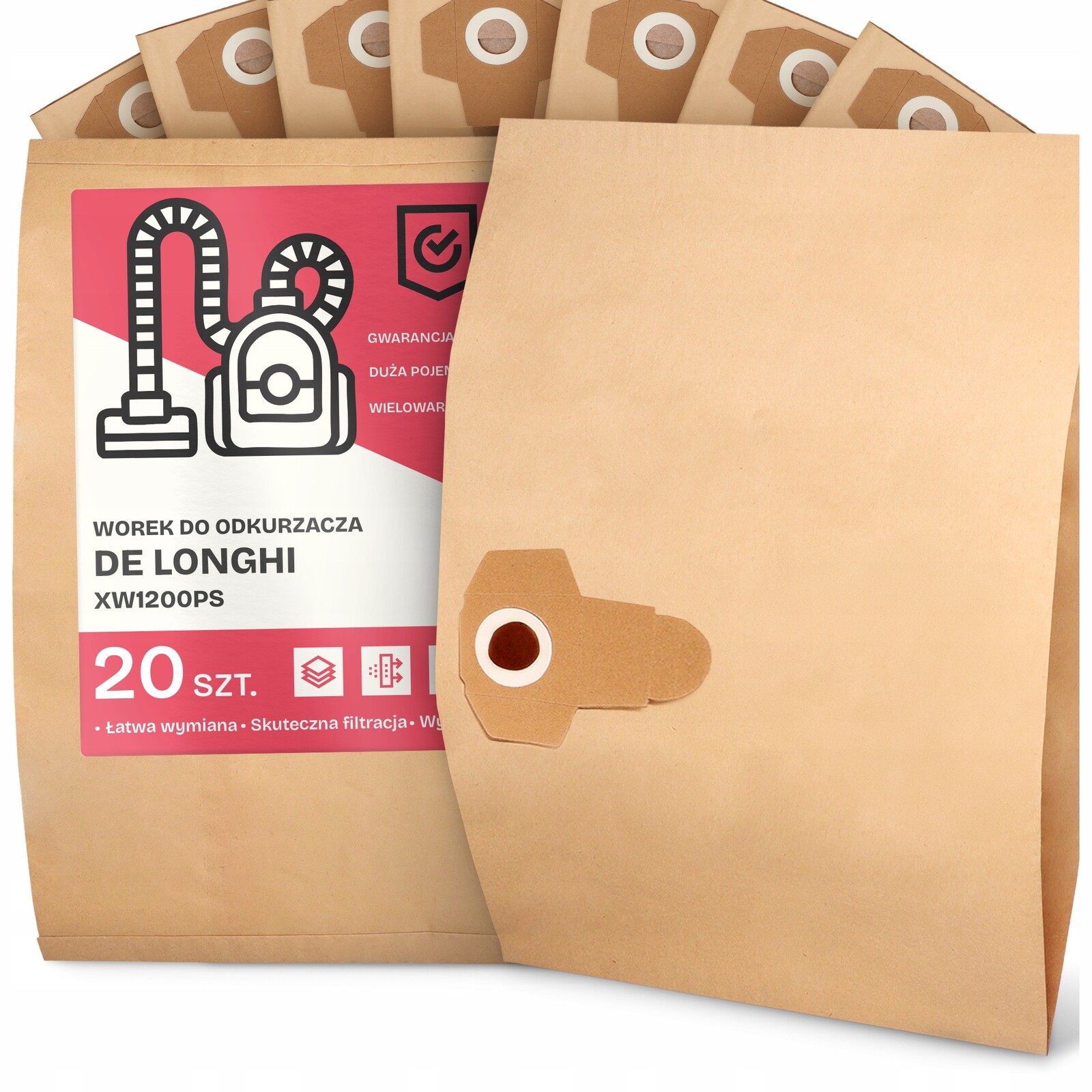 20 x Sáček Pro Vysavač Longhi XW1200PS Papírový 2-vrstvový Sáček 2A