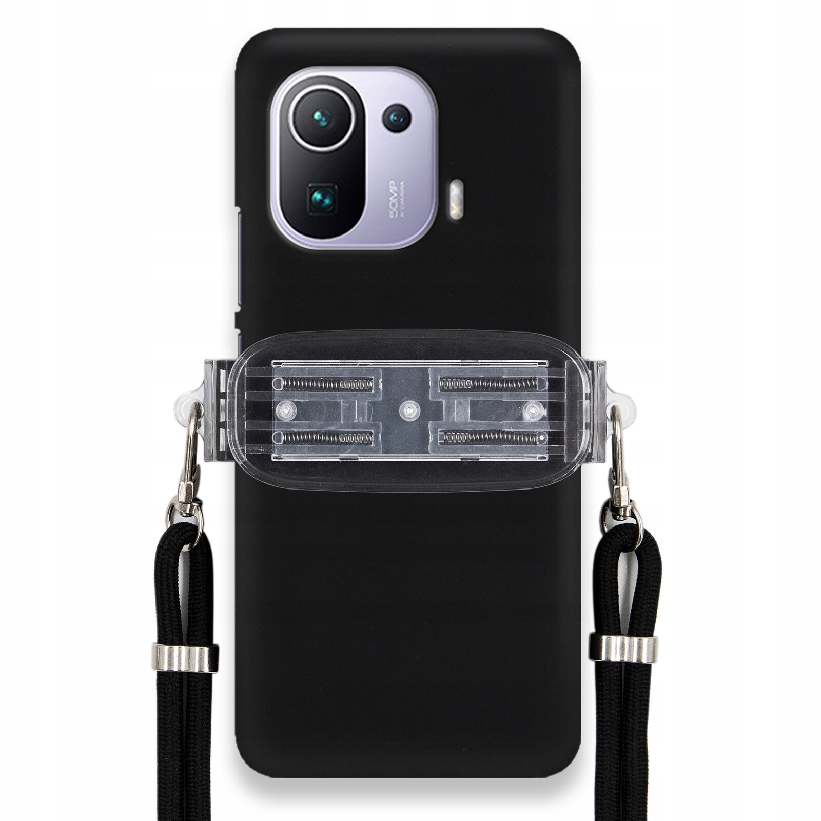 Pouzdro Pro Xiaomi MI 11 Pro Matné Černé Pouzdro Univerzální Držák Černá Šňůrka