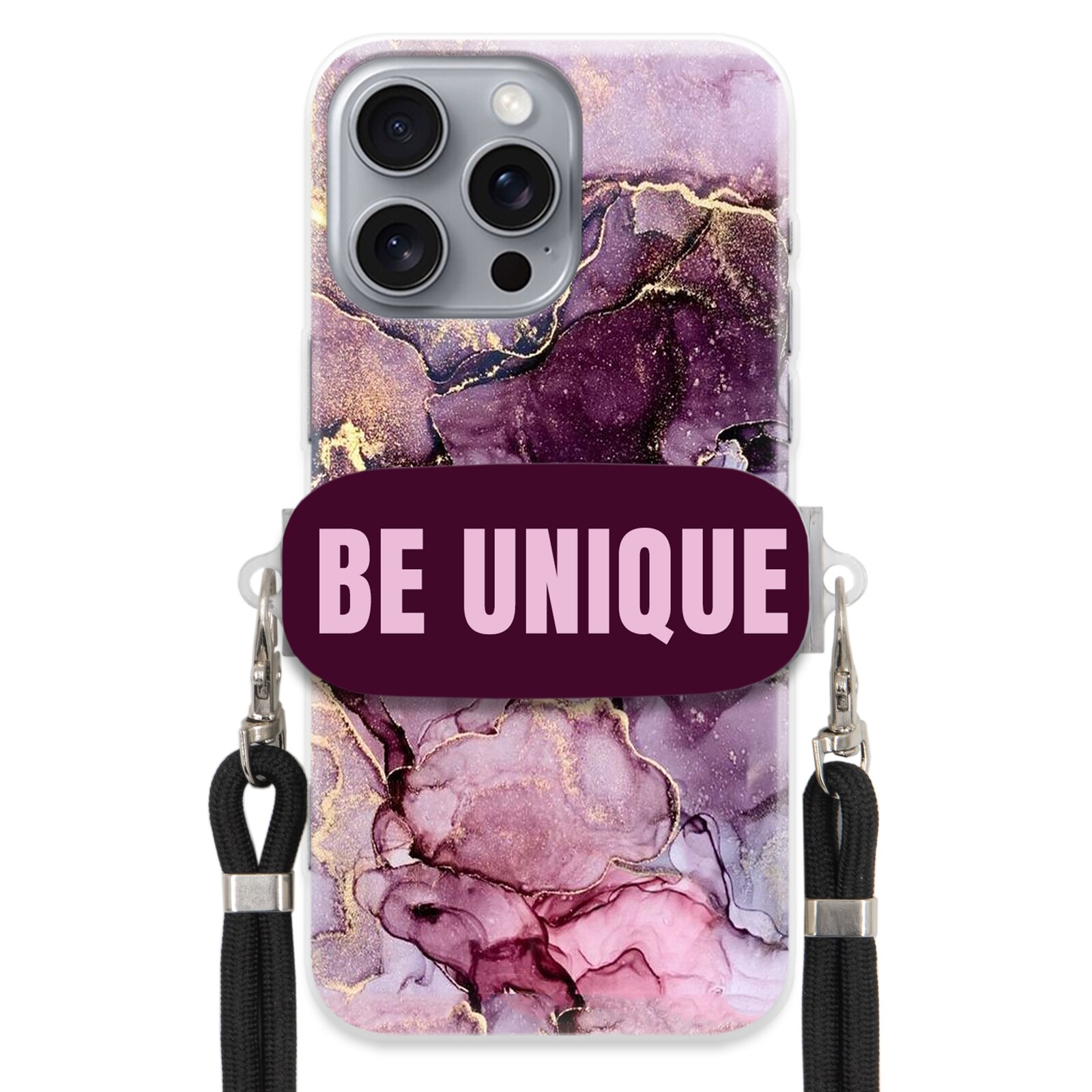 Pouzdro pro iPhone 16 Pro Max Case úchytka Šňůrka Černá Fialová Mramorová