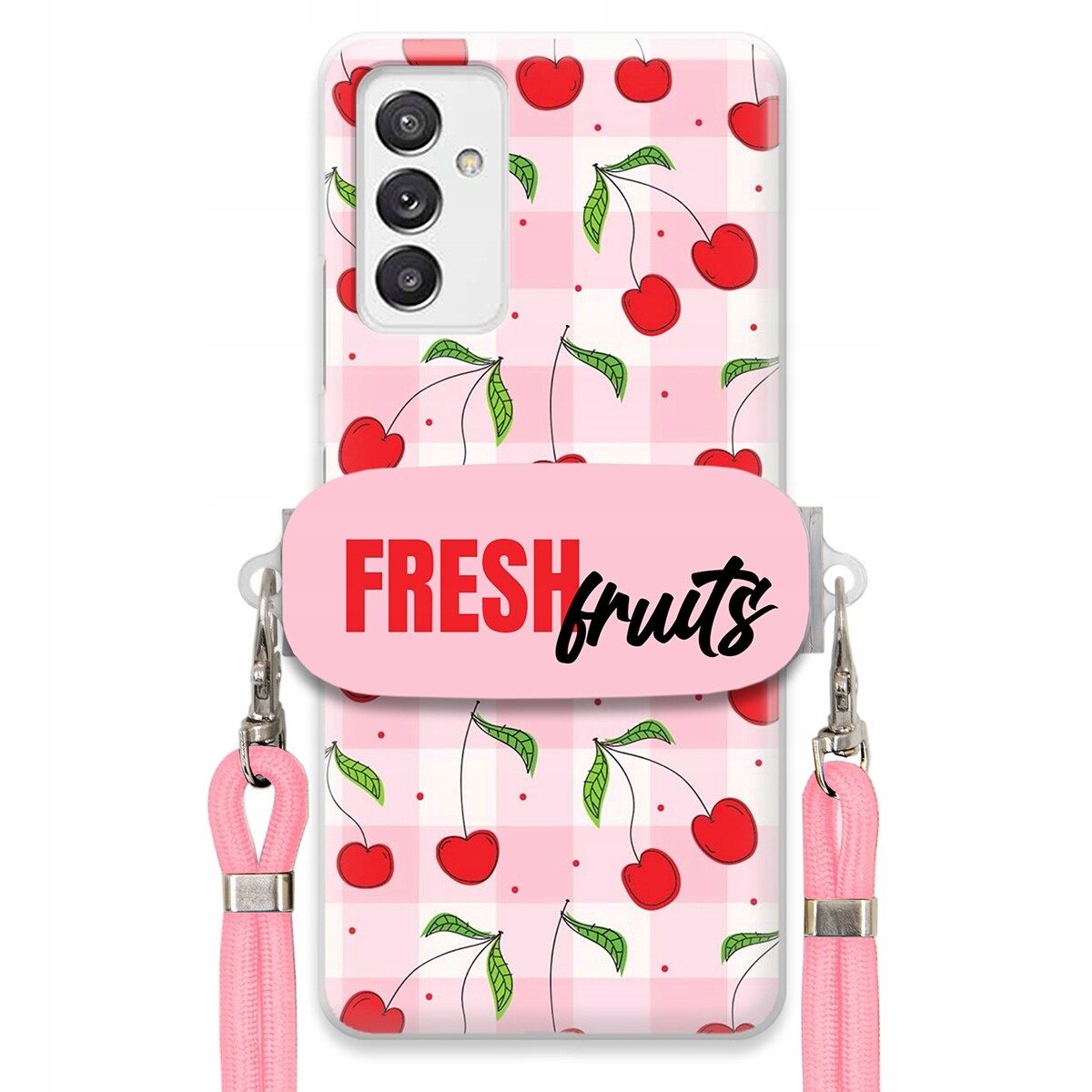 Pouzdro pro Samsung A82 5G Case Držák Šňůrka Růžová Fresh Fruits Mřížka