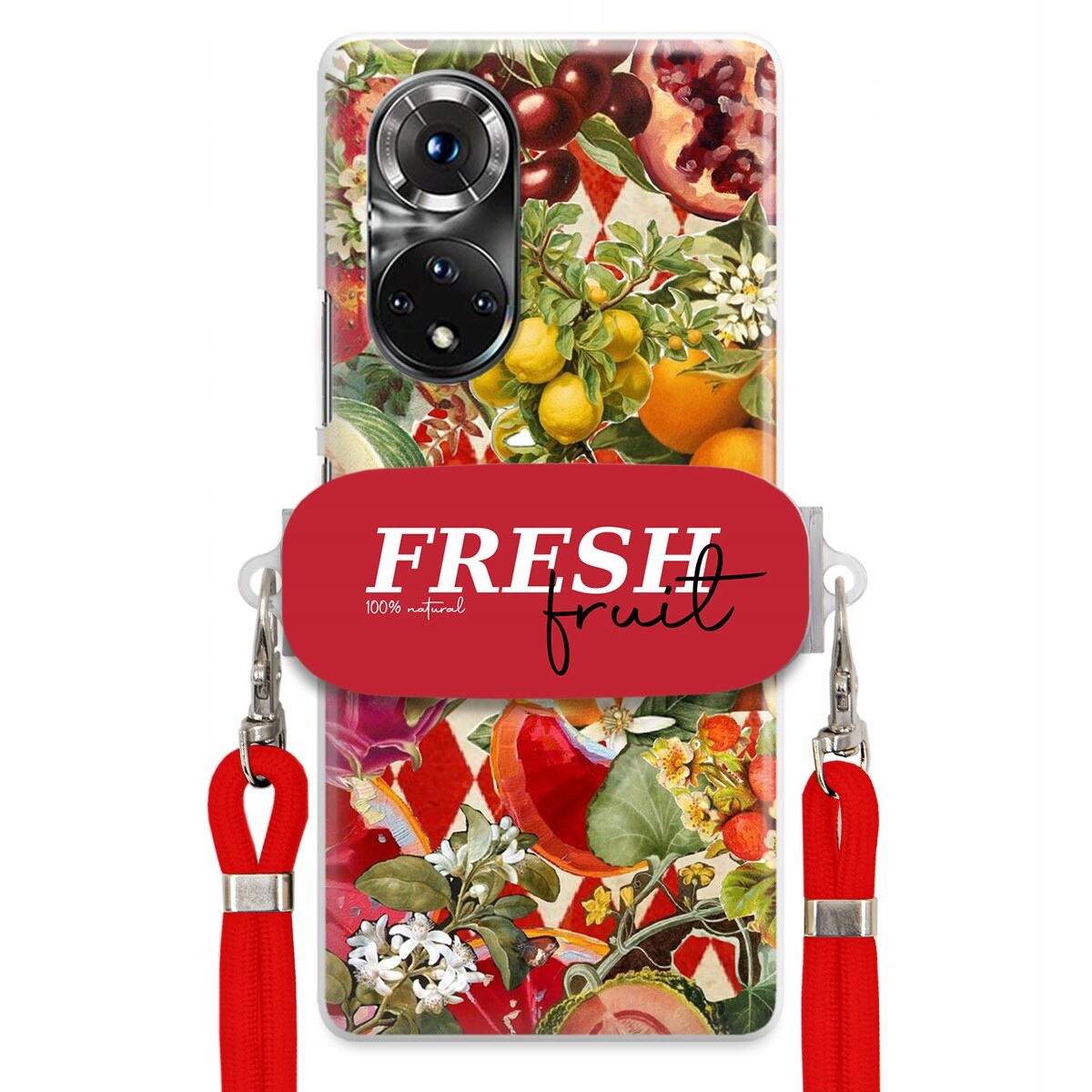 Pouzdro pro Huawei Honor 50 Pro Červené Crossbody vodítko Držák Fresh Fruit