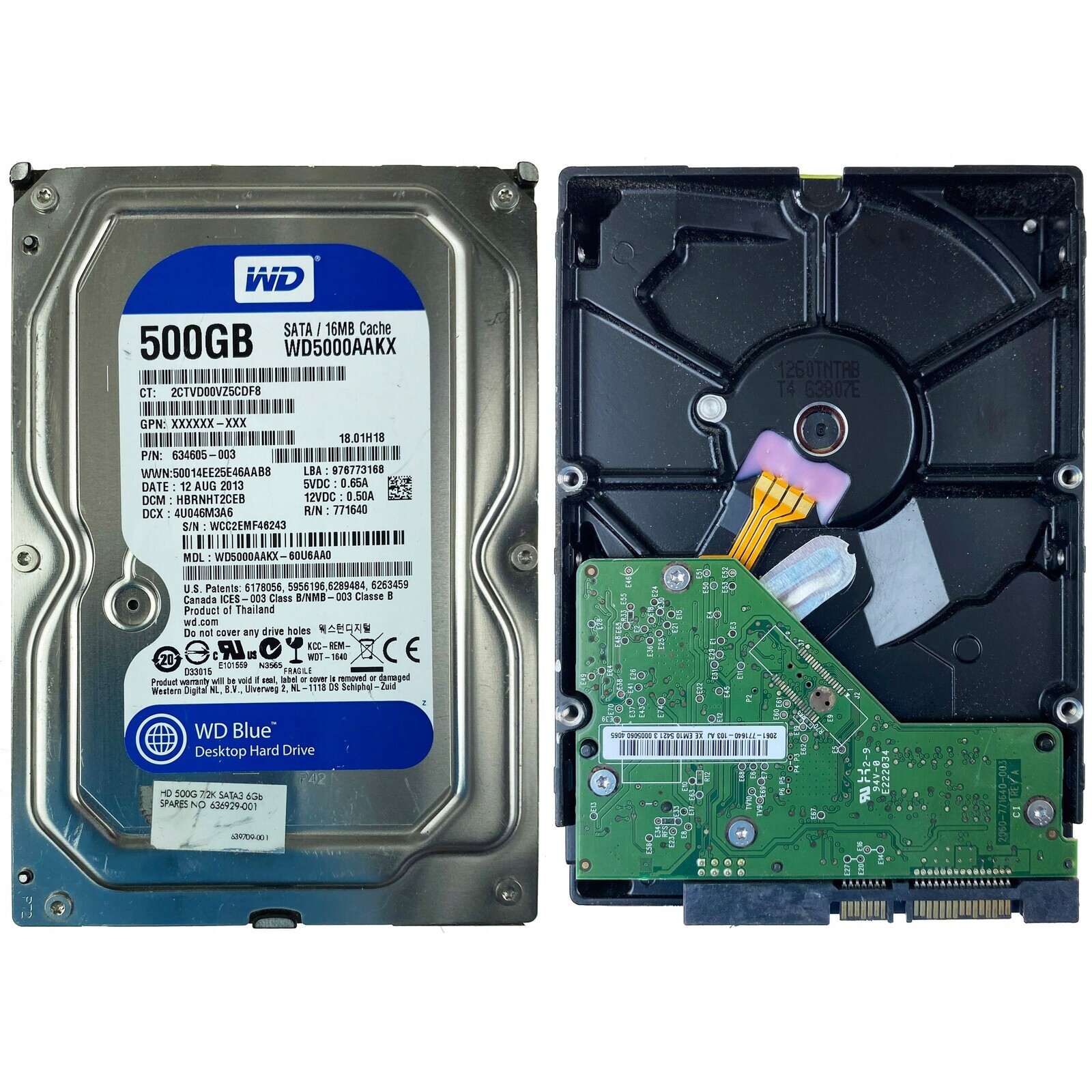 Pevný disk Western Digital WD5000AAKX 60U6AA0 500GB Sata 3,5