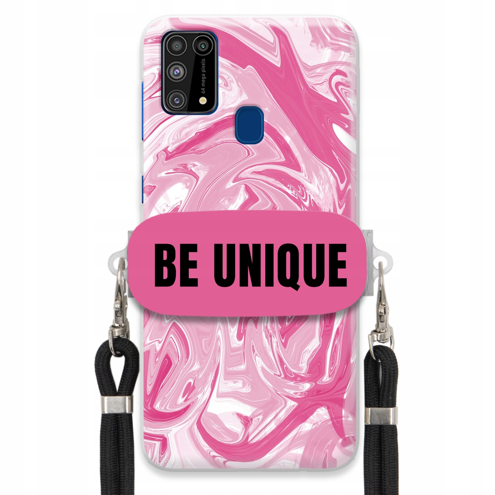 Pouzdro pro Samsung M31 úchyt šňůrka Černá Růžová Mramorová Be Unique