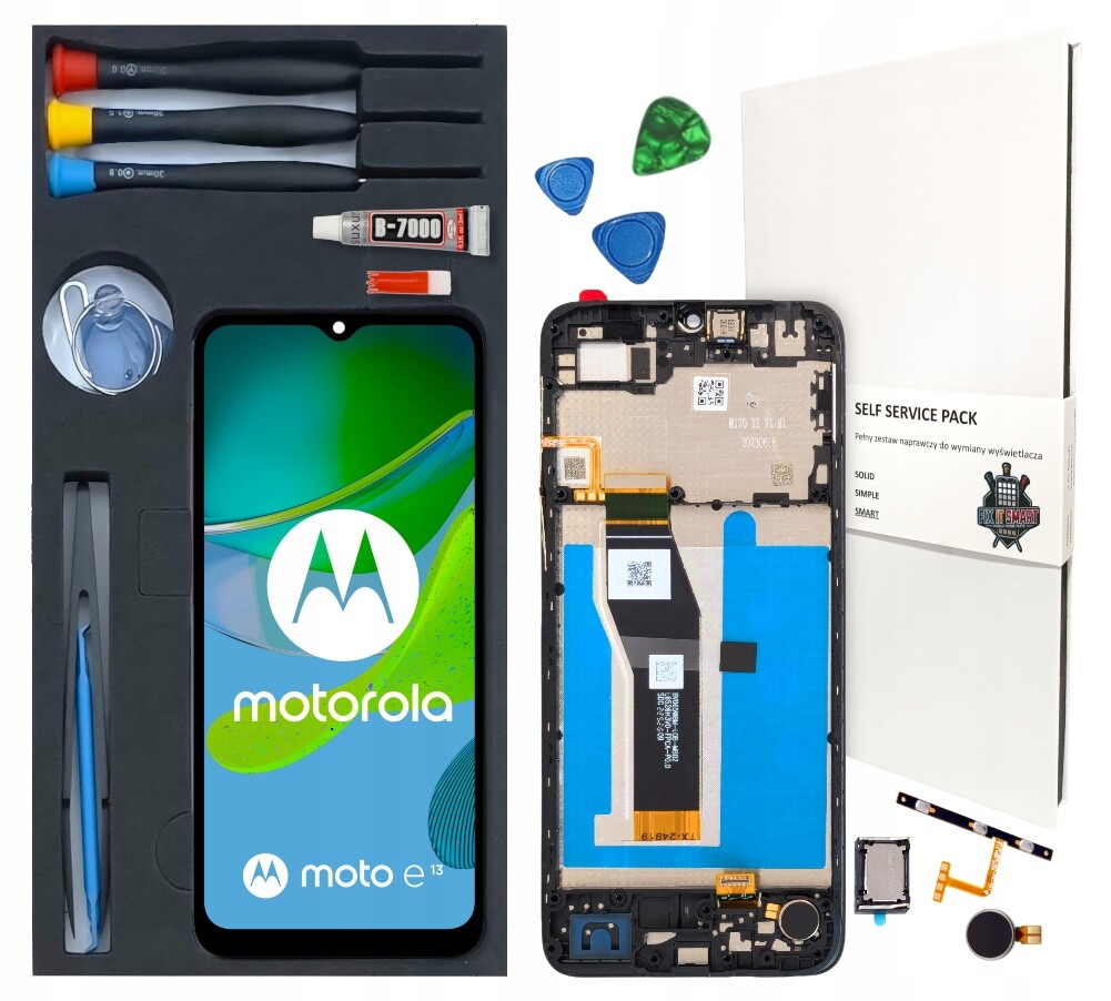 Displej pro Motorola E13 Kompletní opravná sada LCD Rámeček Originál Zila