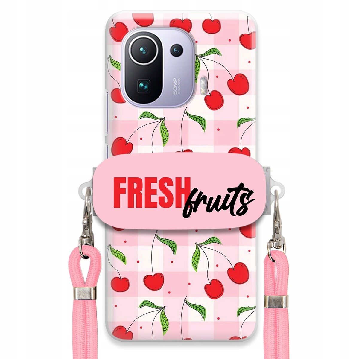 Pouzdro pro Xiaomi Mi 11 Pro Case Držák na šňůrku Růžová Fresh Fruits Mřížka