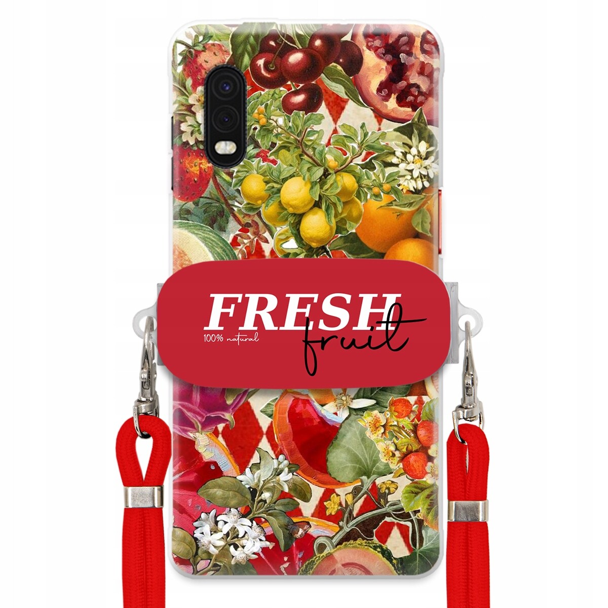 Pouzdro pro Samsung Xcover Pro Červené Crossbody vodítko Držák Fresh Fruit