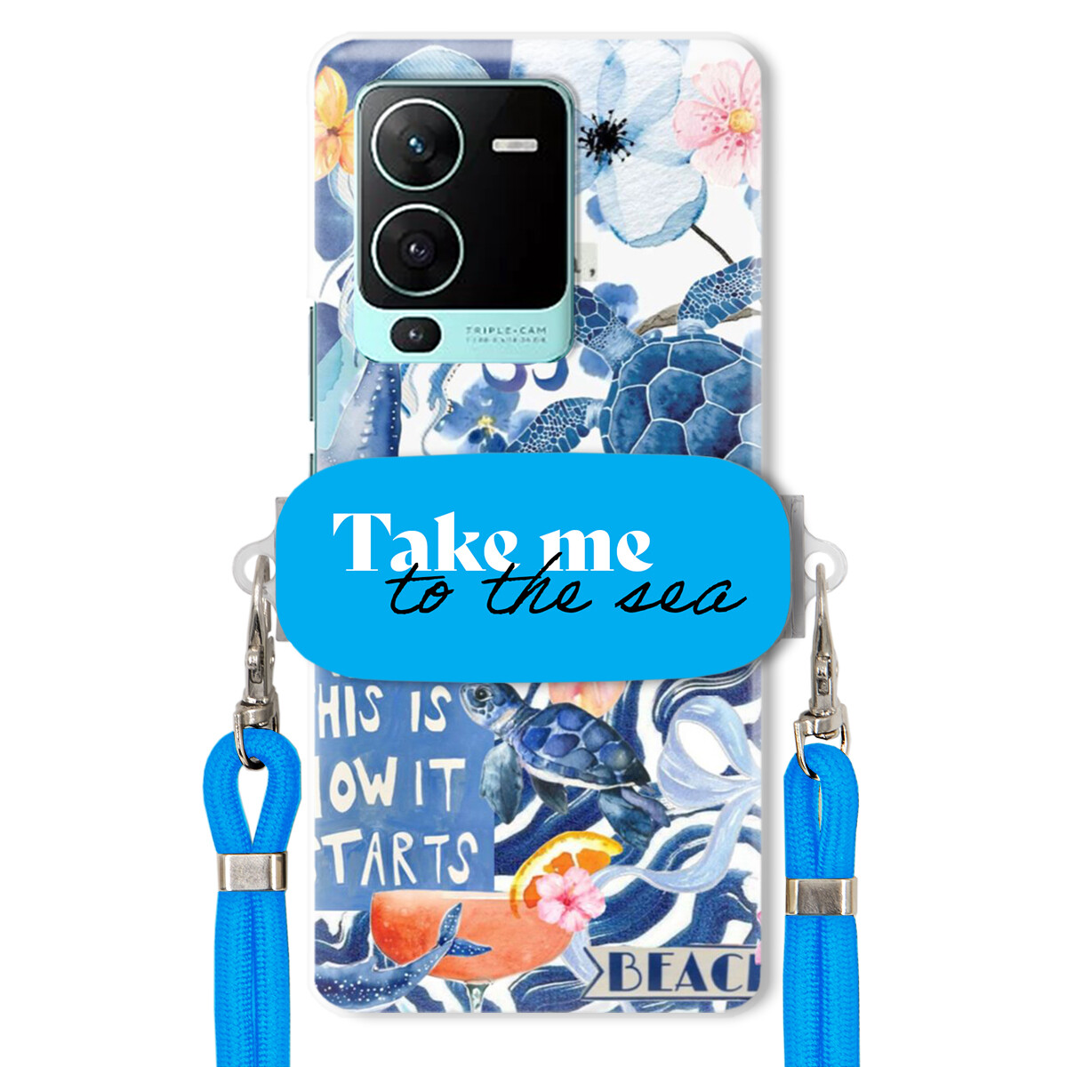 pouzdro na Vivo S15 Pro Premium Vodítko modré Držák Take Me To The Sea