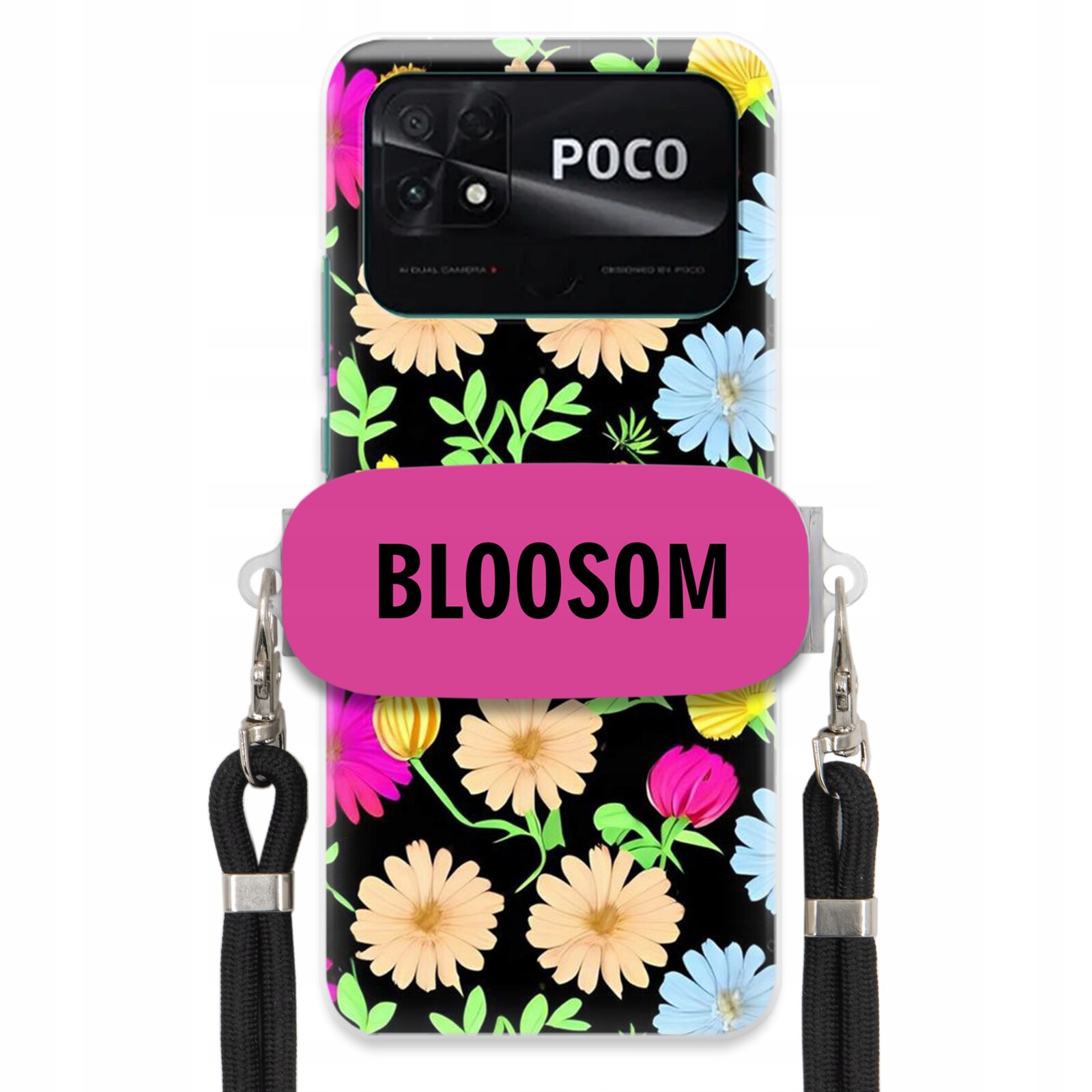 Pouzdro Crossbody Držák Pro Xiaomi Poco C40 Kryt Case Květiny Bloosom Flower