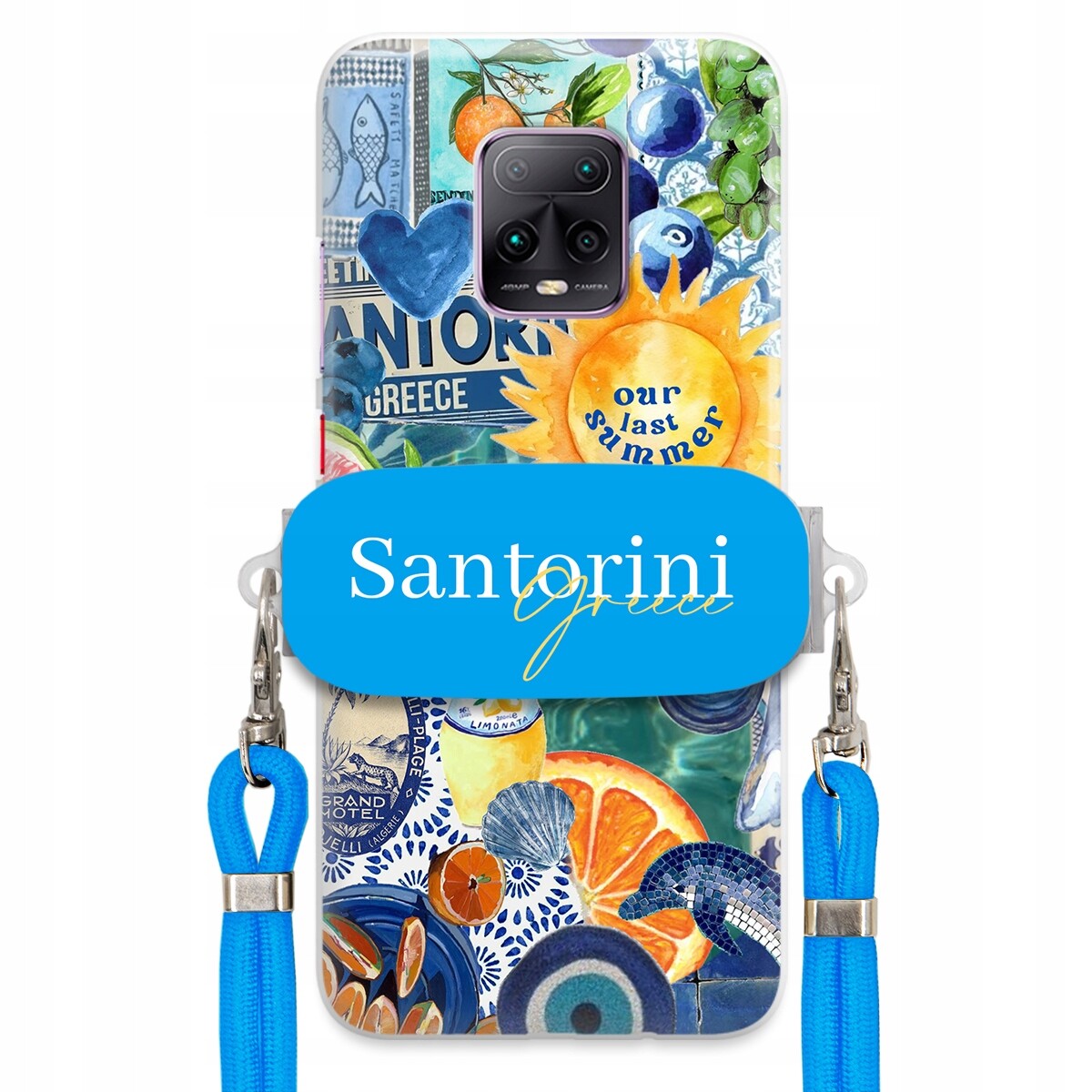 Pouzdro pro Xiaomi Redmi 10X 5G Modré vodítko držák Santorini Sea Vibes