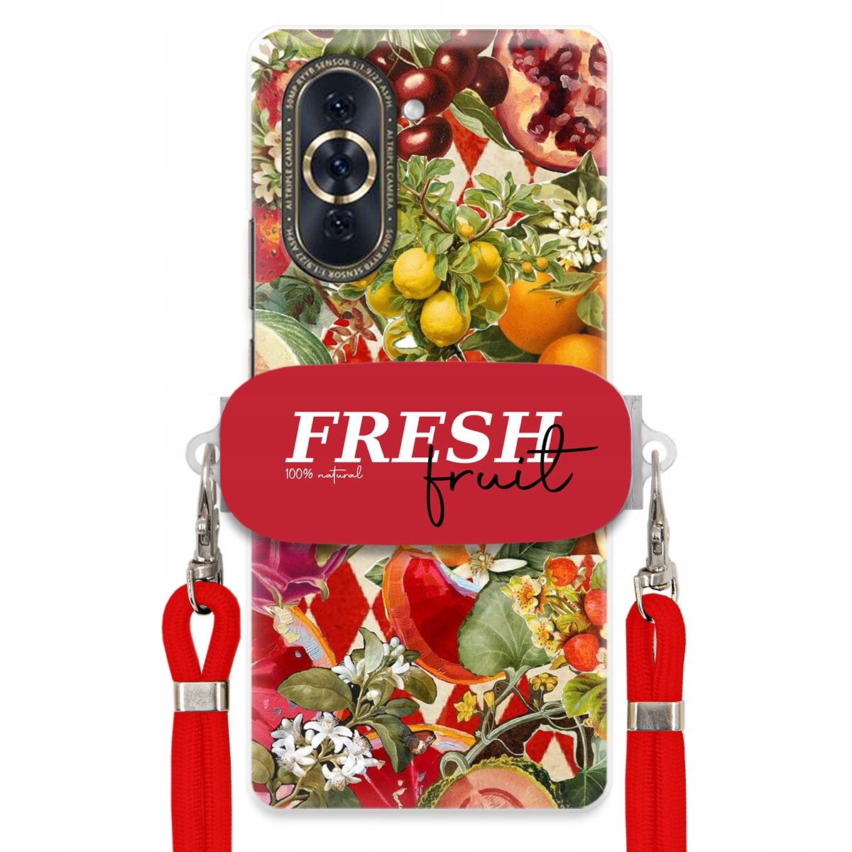 Pouzdro pro Huawei Nova 10 Červené Crossbody vodítko Držák Fresh Fruit Ovoce