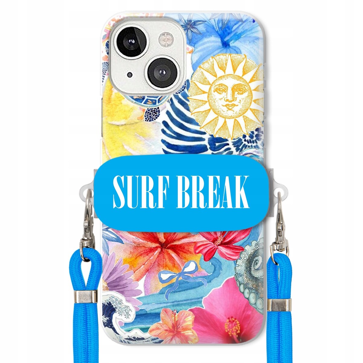 Pouzdro pro iPhone 13 Crossbody vodítko modré držák Surf Break Prázdninový