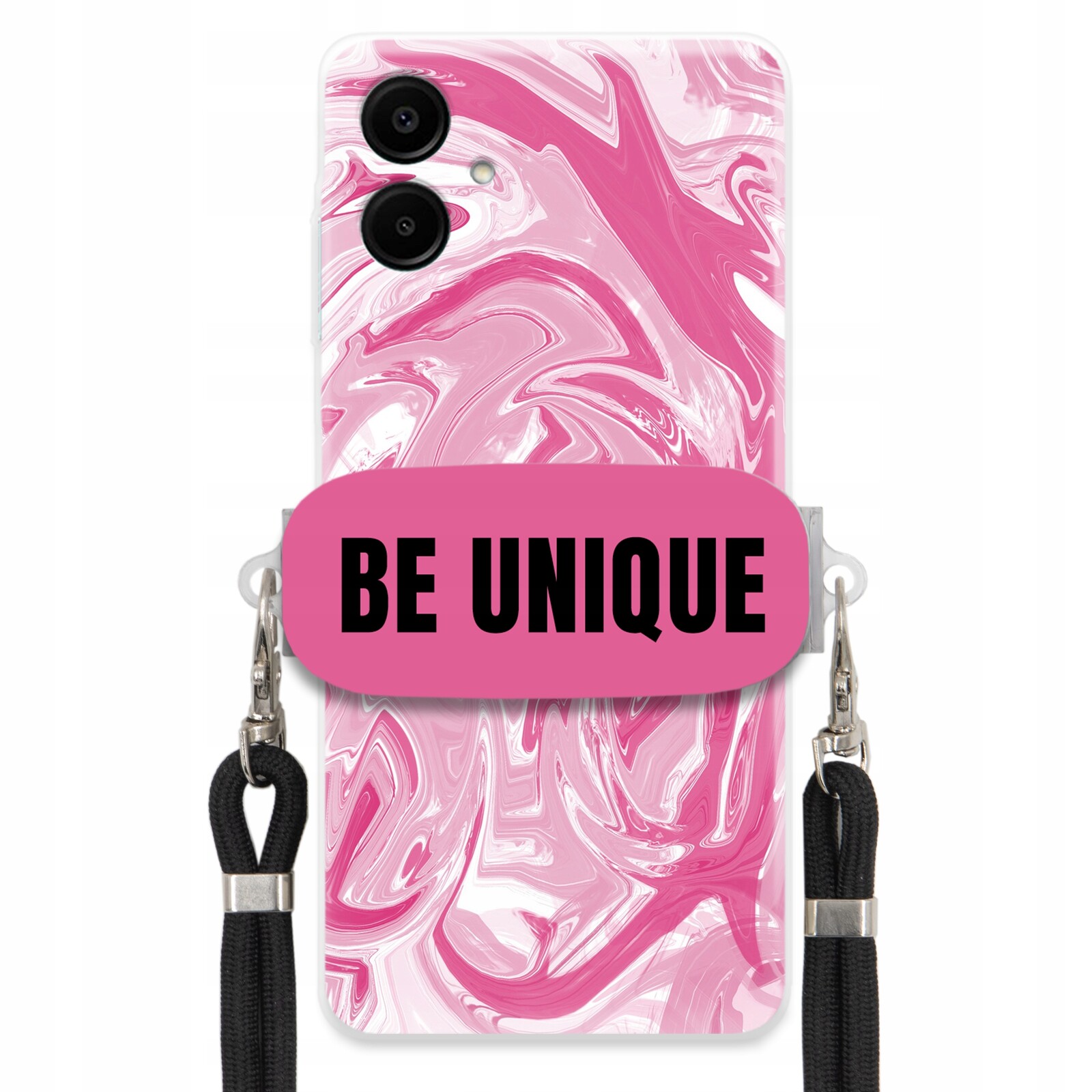 Pouzdro pro Samsung A06 úchyt šňůrka Černá Růžová Mramorová Be Unique