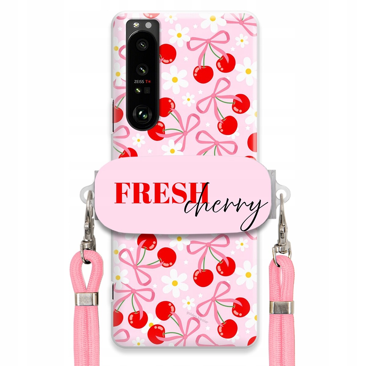 Pouzdro pro Sony Xperia 1 III Držák na šňůrku Růžová Fresh Cherry Kokardy