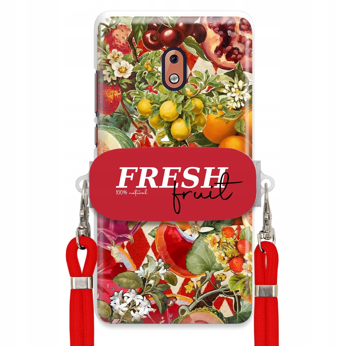 Pouzdro pro Nokia 2.1 Červené Crossbody vodítko Držák Fresh Fruit Ovocný
