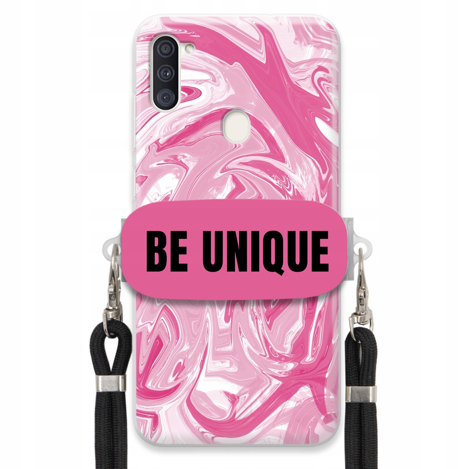 Pouzdro pro Samsung A11 Case úchyt šňůrka Černá Růžová Mramorová Be Unique