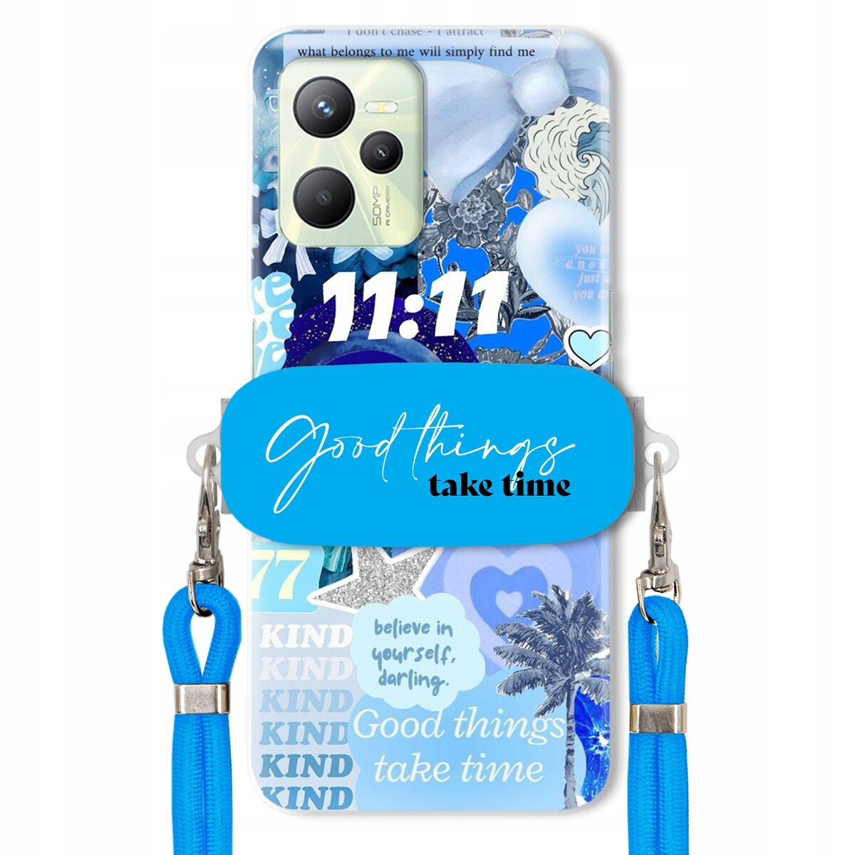 Pouzdro pro Realme C35 Držák Crossbody vodítko Good Things Take Time Lata
