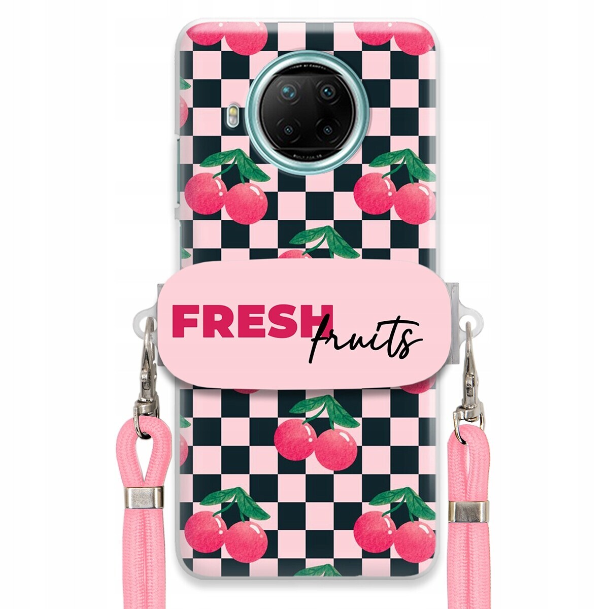 Pouzdro pro Xiaomi Redmi Note 9 5G Růžové vodítko Držák Praktické Fresh Fruits