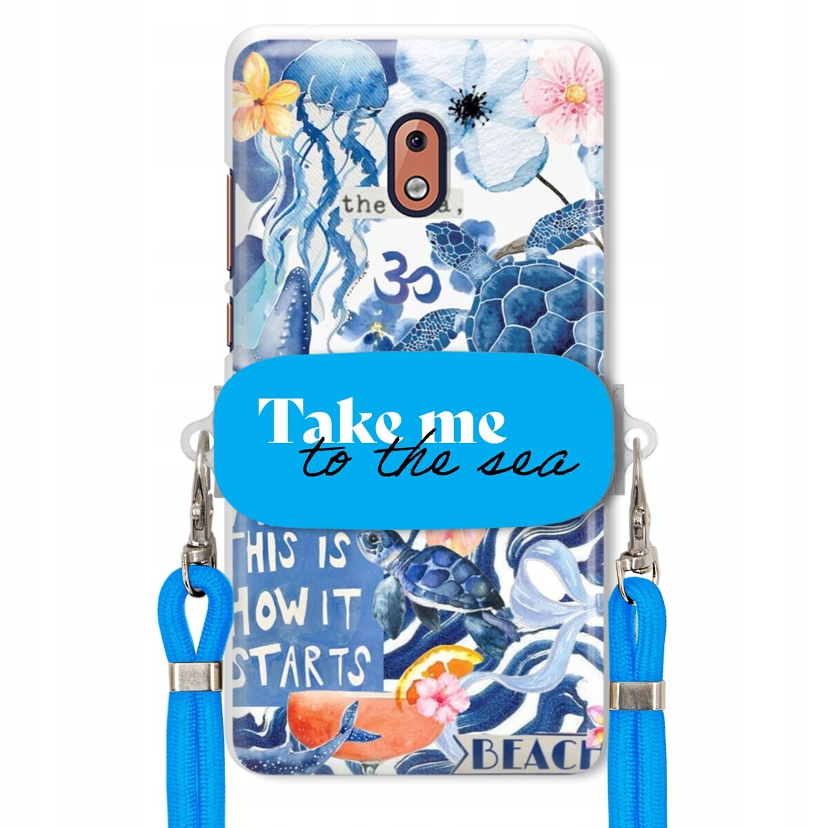Pouzdro pro Nokia 2.1 Modré Crossbody vodítko Držák Take Me To The Sea Top