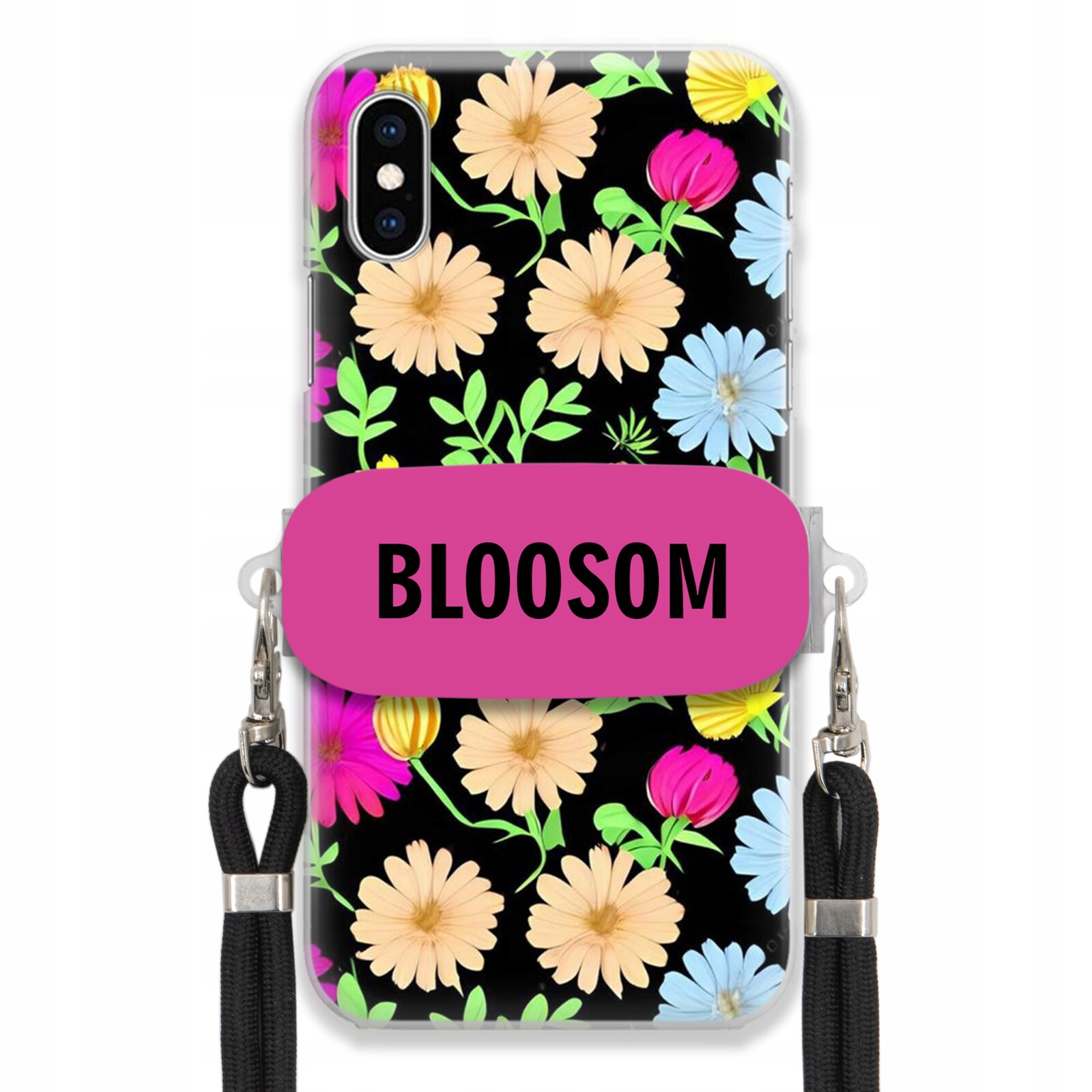 Pouzdro Crossbody Držák Pro iPHONE X/xs Kryt Case Květiny Bloosom Flower