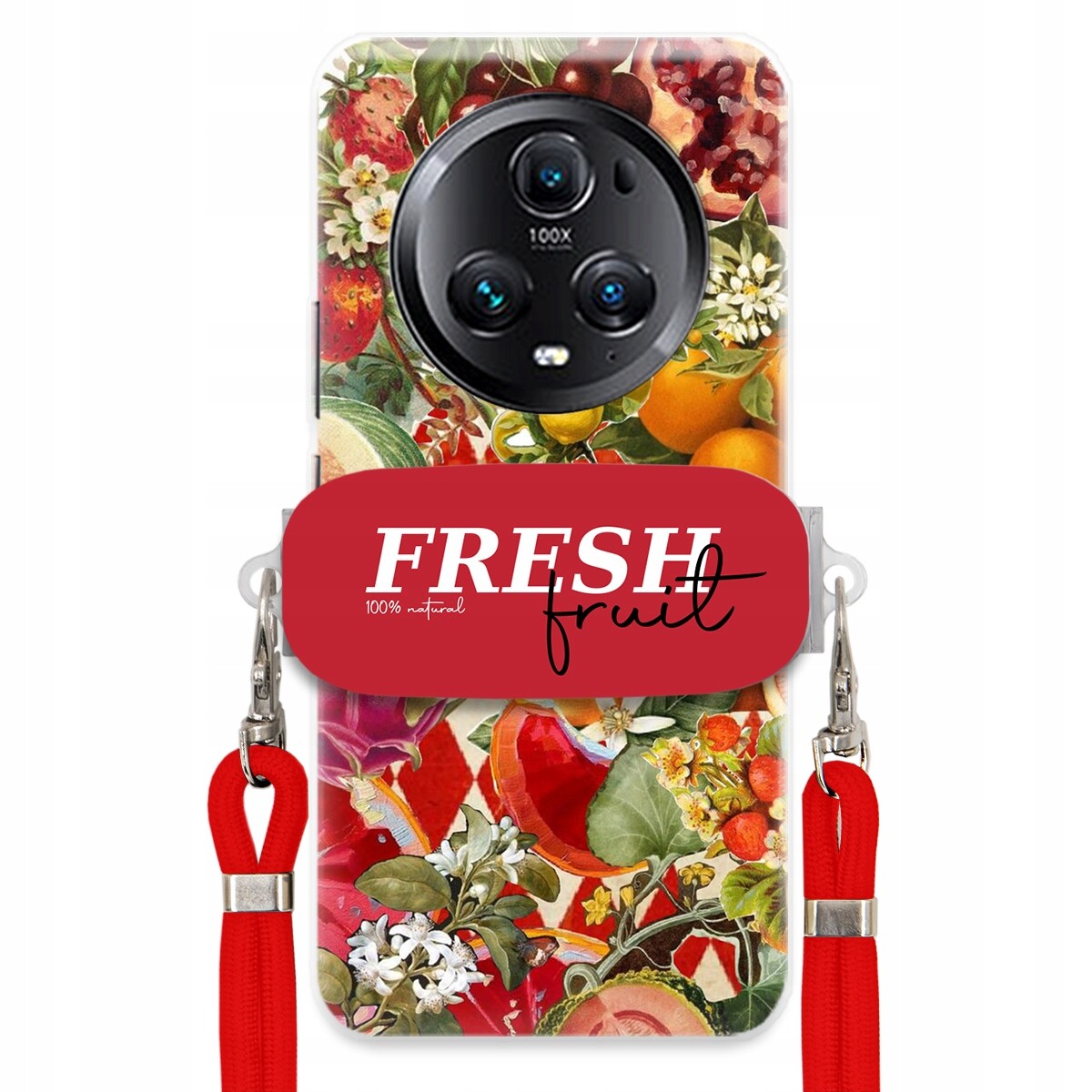 Pouzdro pro Huawei Honor Magic 5 Pro Červené vodítko Držák Fresh Fruit Silné