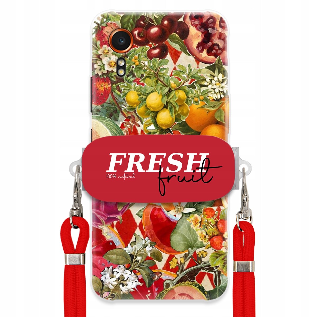 Pouzdro pro Samsung Xcover 7 Červené Crossbody vodítko Držák Fresh Fruit