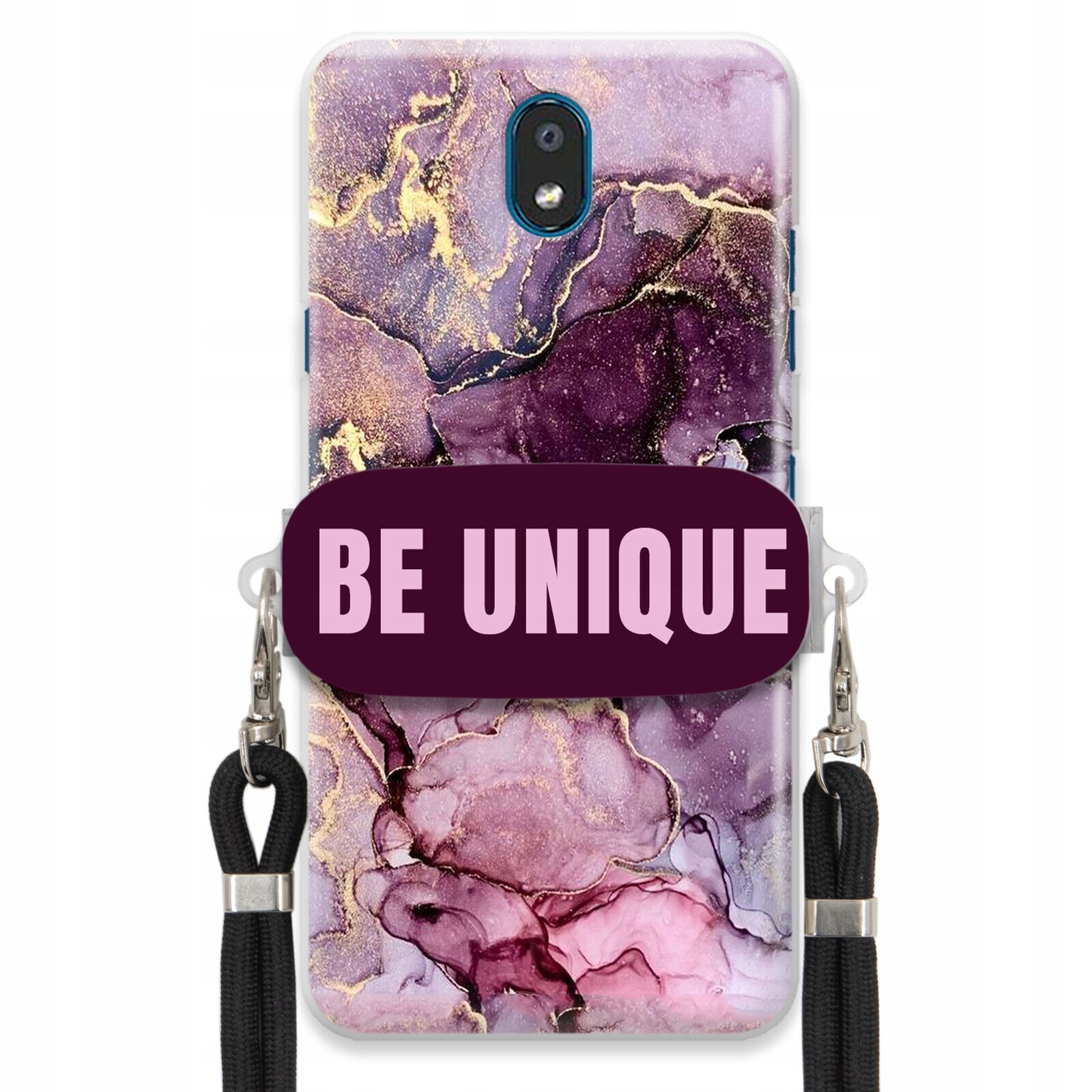 Pouzdro Premium pro Lg K30 2019 Case Uchyt pro šňůrku Černý Fialový mramor