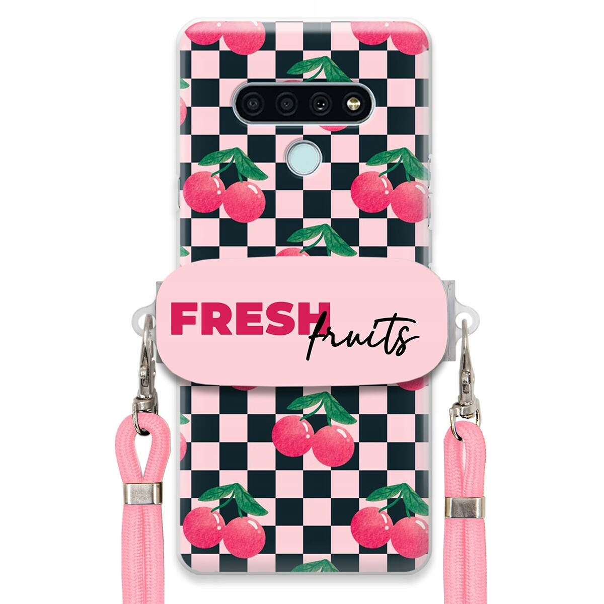 Pouzdro pro Lg K71 Růžové vodítko Funkční držák Fresh Fruits Šachovnice