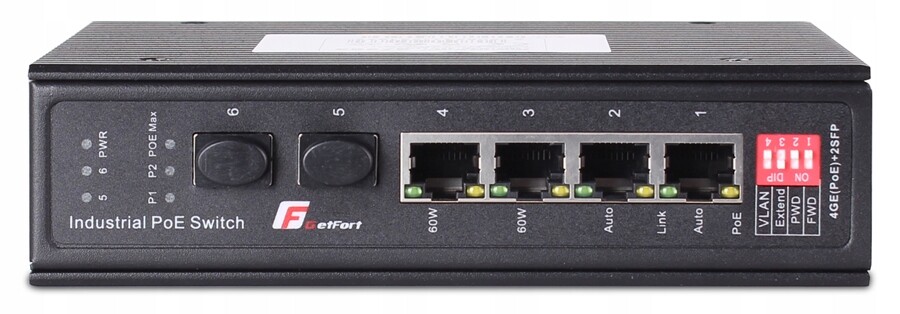 switch Poe Getfort Průmyslový 4GE 2SFP