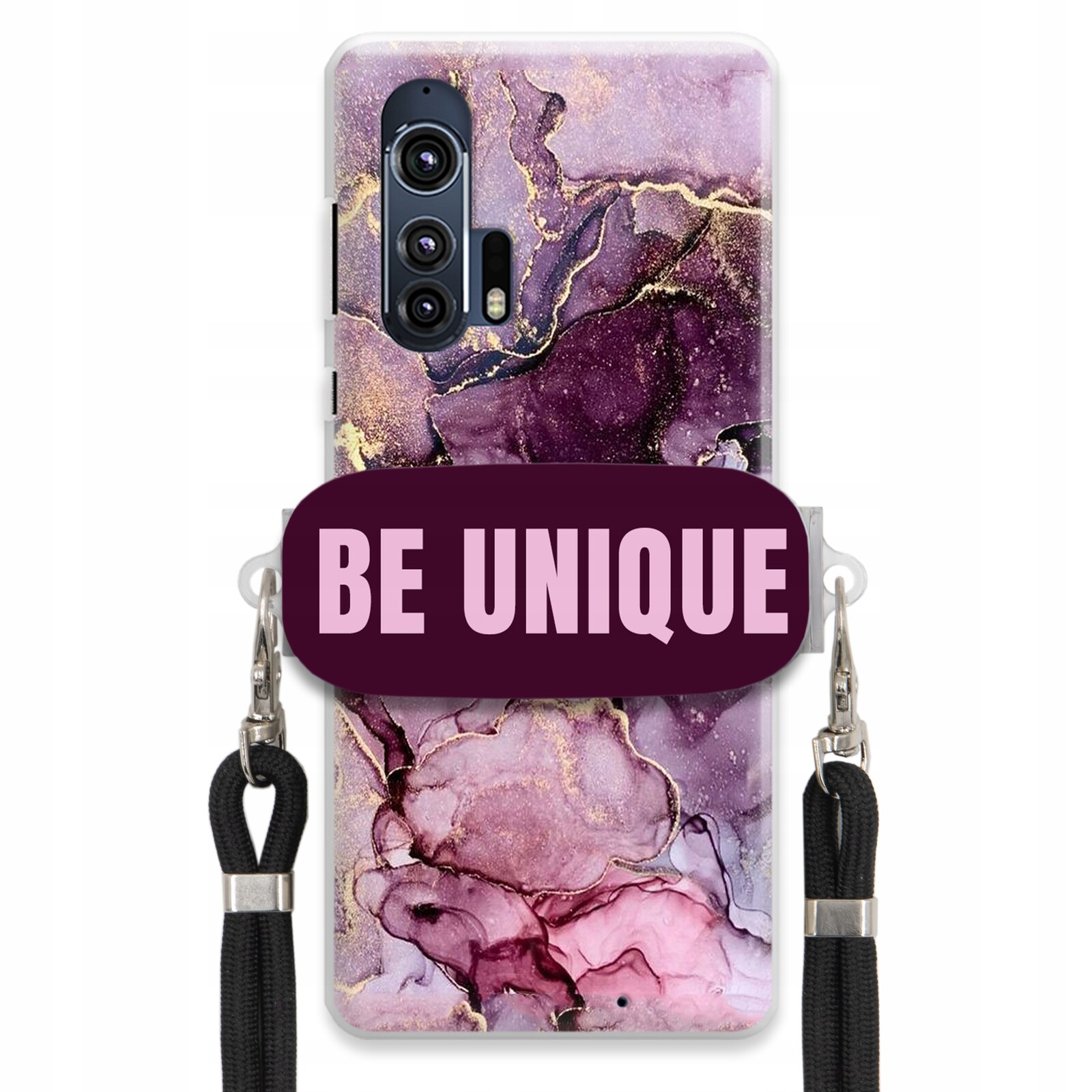 Pouzdro pro Motorola Edge Plus Case Uchyt pro šňůrku Černá Fialová Mramorová