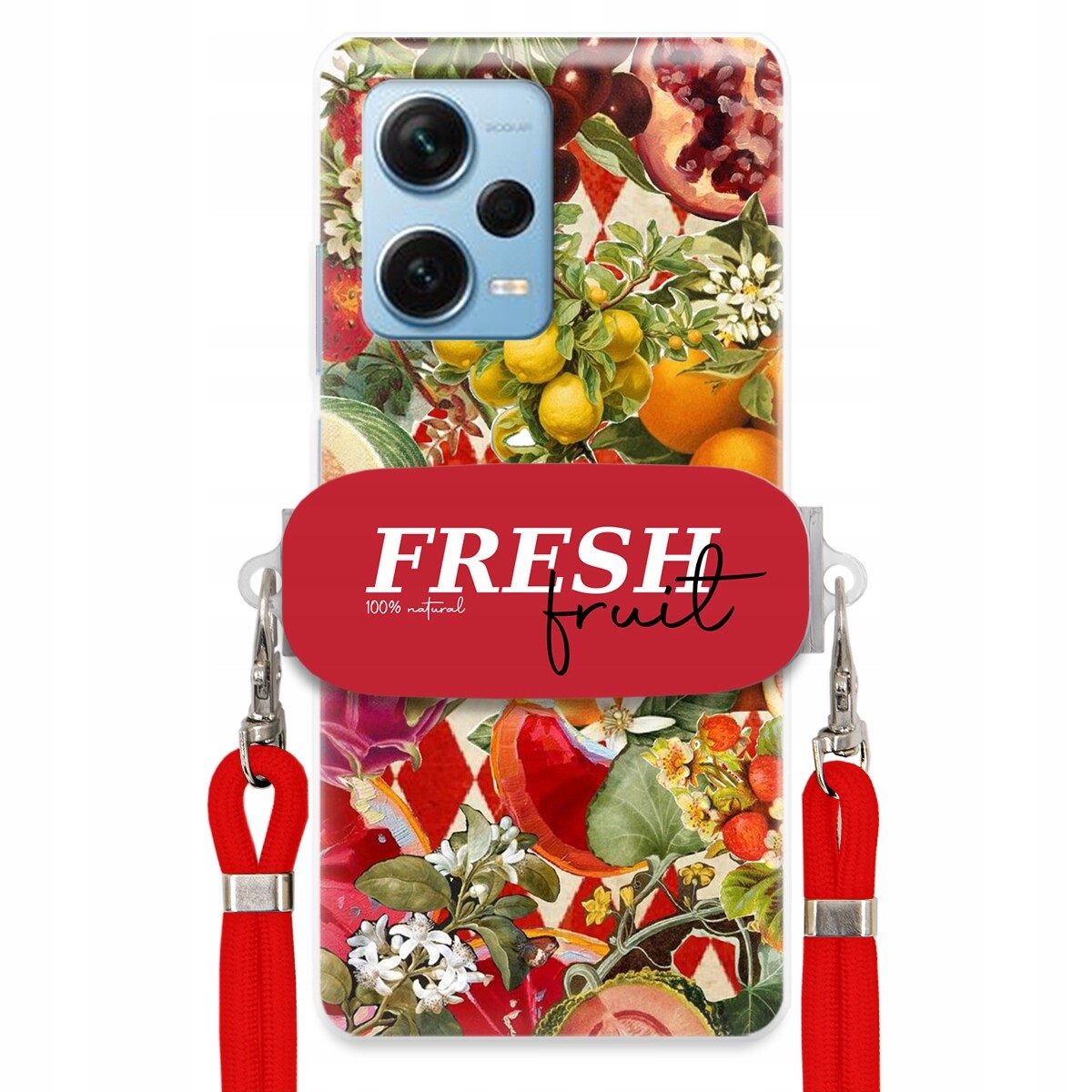 Pouzdro pro Xiaomi Redmi Note 12 Pro Plus Červené vodítko držák Fresh Fruit