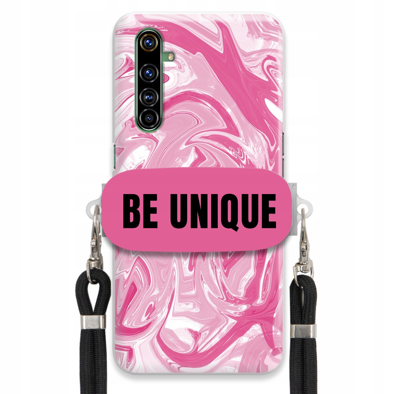 Pouzdro pro Realme X50 Pro Case Uchytky Šňůrka Černá Růžová Mramor Be Unique