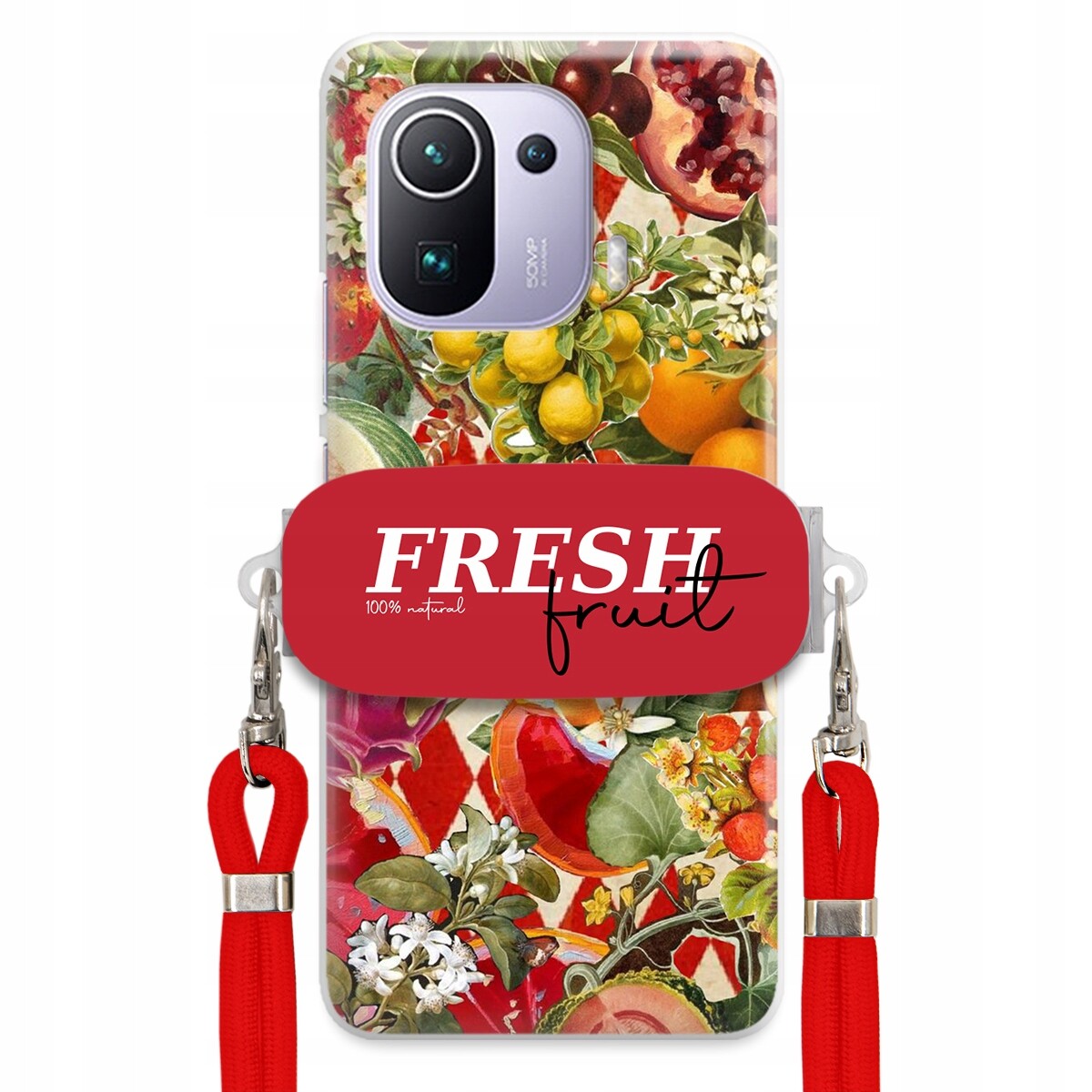 Pouzdro pro Xiaomi Mi 11 Pro Červené Crossbody vodítko Držák Fresh Fruit