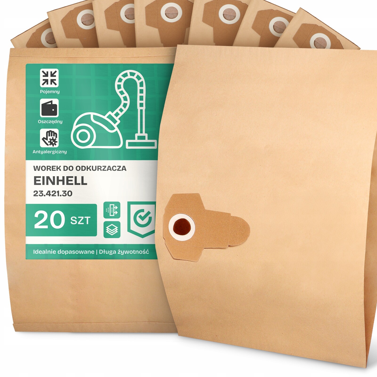 20 x Sáček Do Vysavače Einhell 23.421.30 Papírový 2-vrstvový Sáček 2A