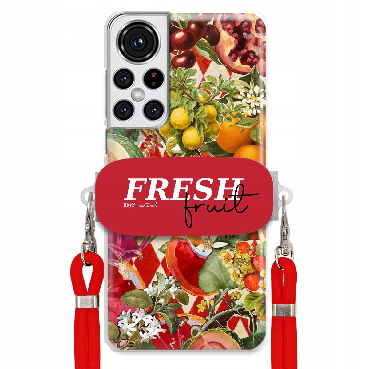 Pouzdro pro Samsung S22 Plus Červené Crossbody vodítko Držák Fresh Fruit
