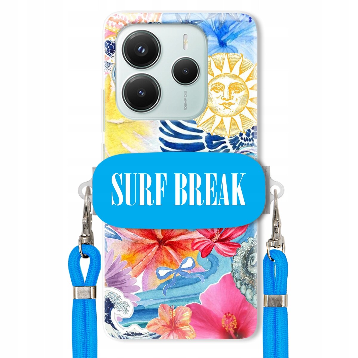 Pouzdro pro Xiaomi Redmi Note 14 5G Crossbody vodítko modré Držák Surf Break